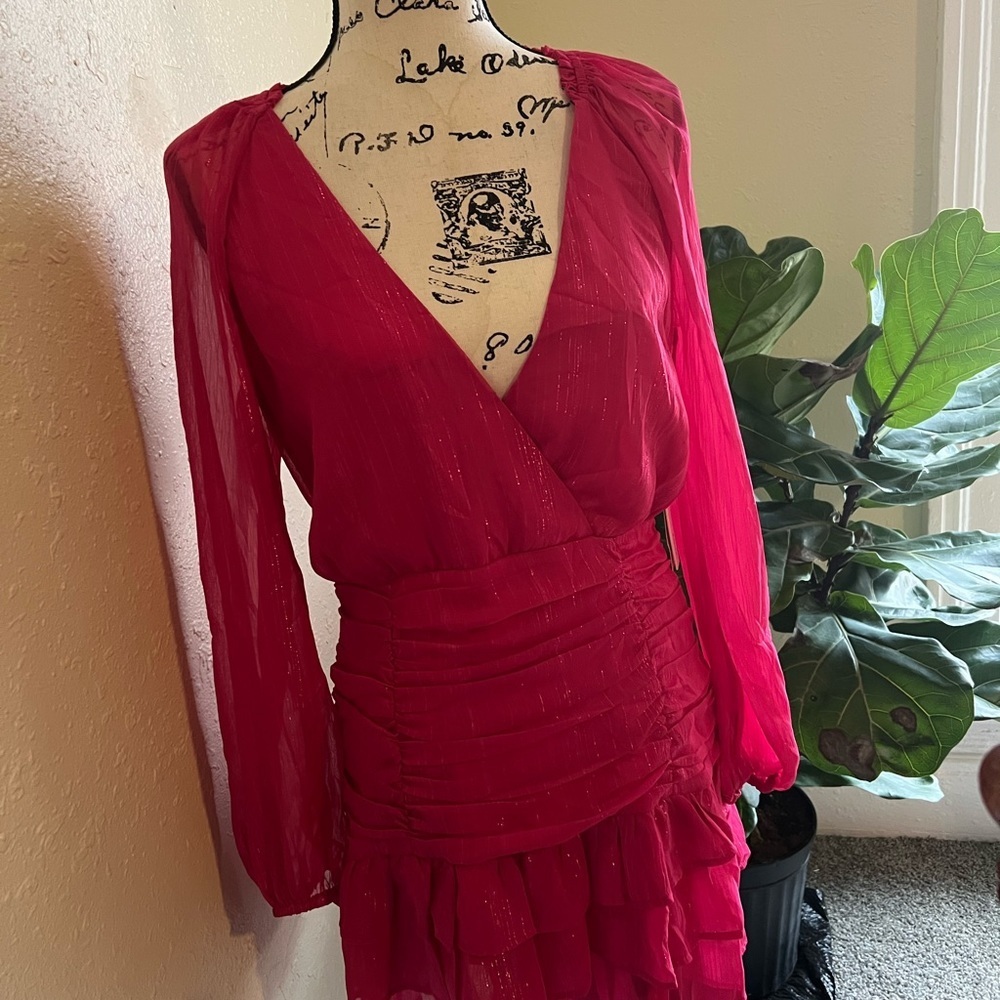 Metallic Threaded Ruffle Skirt Dress - 100% Exclusive NWT - Picture 4 of 9